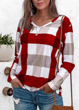 Plaid  Buffalo  Check V-Neck Top