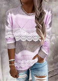 Knit Lace Pullover Color Block Sweater