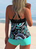 Brown Halter Leopard Print Tankini Set