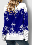 Snowflake Print Drawstring Sweatshirt