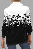 Zipper Stand Collar Printed Sweatshirt