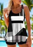 Geometric Print Double Straps Tankini Top