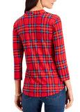 Plaid Pleated V-Neck Top