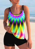 Colorful Printed Spaghetti Strap Tankini Set