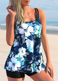 Floral Print Spaghetti Strap Tankini Set