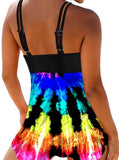 Double Strap Psychedelic Printed Tankini Set