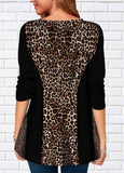 Leopard Stitching Long Sleeve Top