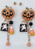 Pumpkin Halloween Ghost Tassel Earrings