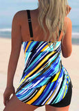 Tie Side Rainbow Stripe Tankini Set