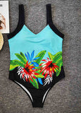 Leaf Printed One-Piece Swimsuit