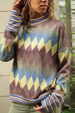 Retro Printed Pullover High Neck Sweatshirt