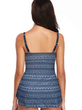 Striped Print Sexy Backless Tankini Set