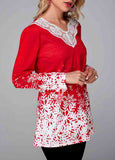 Snowflake  Printed  Lace T-Shirt