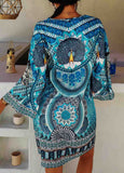 NEW! Bohemian Print Long Sleeve Dress