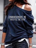 Letter Print Off-shoulder Sweatshirt