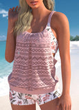 Lace Patchwork Tankini Set