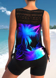 Tropical Plants Print Tankini Top