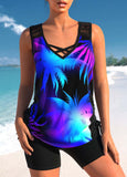 Tropical Plants Print Tankini Top