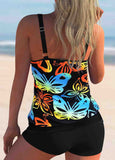 Print Colorful Tie Side Tankini Set