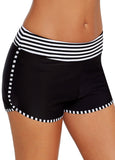 Mid Waist Monochrome Stripe Swimwear Shorts - soofoom.com