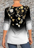 Floral Printed  Hem T Shirt