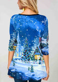 Christmas Printed Round Neck T Shirt