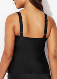 Plus Size Black Flared Tankini Set