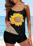 Strappy Back Sunflower Print Tankini Set