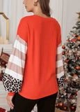 Leopard Letter Christmas Graphic Print Waffle Knit Sweatshirt