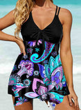 Floral Print Strap Halter Tankini Set