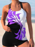 Spaghetti Strap Floral Print Tankini Set