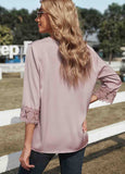 Lace V-neck Pullover Blouse