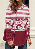 Christmas Contrast Drawstring Sweatshirt