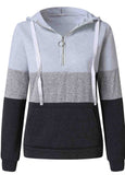 Quarter Zip  Stitching Contrast Hoodie