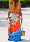 Tie Dye Print Sleeveless Casual Maxi Dress