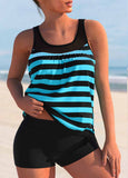 Wide Strap Striped Tankini Top