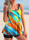 Tie Dyed Back Shirred Tankini Set