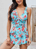 Floral Print V-neck Tankini Set