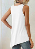 Asymmetric Hem Grey Decorative Button Tank Top