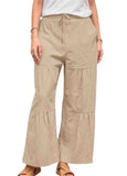 Linen Cotton Solid Color Splicing Pants