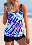 Double Straps  Printed  Tankini Set