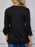 Solid Pleated Quarter Sleeve Top