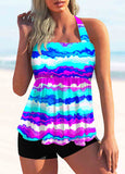 Rainbow Stripe Tie Back Smocked Tankini Set