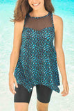 Printed  Mesh-Inset Tankini Sst