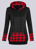 Plaid Stitched Long Sleeve Hoodie