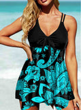 Floral Print Strap Halter Tankini Set