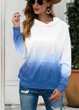 Ombre Print Pocket Long Sleeve Hoodie