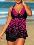 Spaghetti Strap Printed Tankini Set