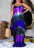 Tie Dye Print Spaghetti Strap Maxi Dress