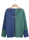 Stitched Button V-Neck Sweater